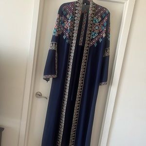Beautiful tatreez open abaya with belt